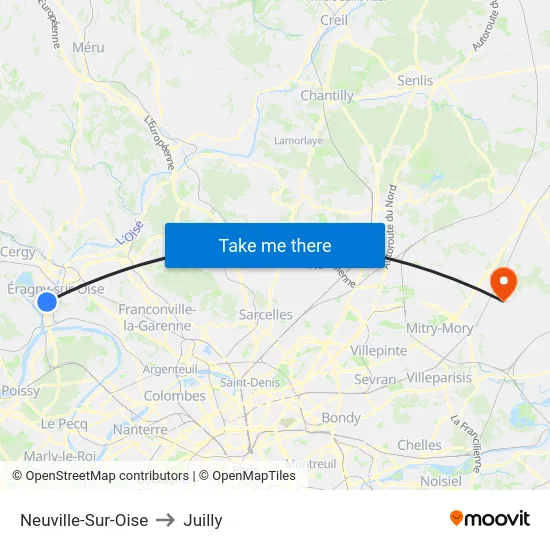 Neuville-Sur-Oise to Juilly map