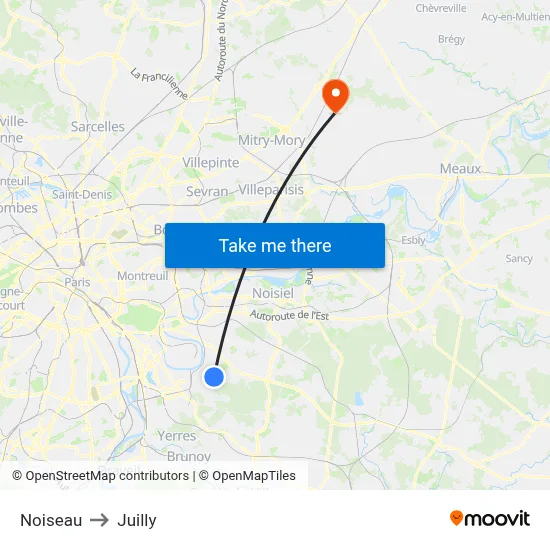 Noiseau to Juilly map