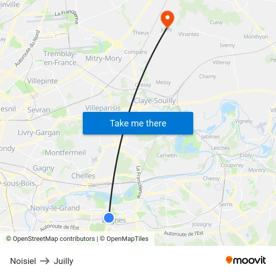 Noisiel to Juilly map