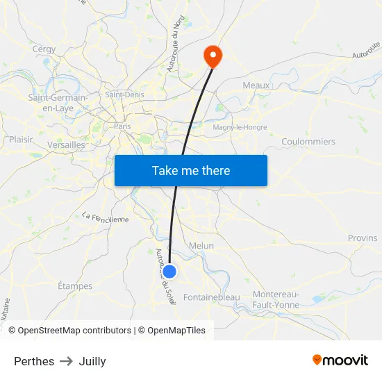 Perthes to Juilly map
