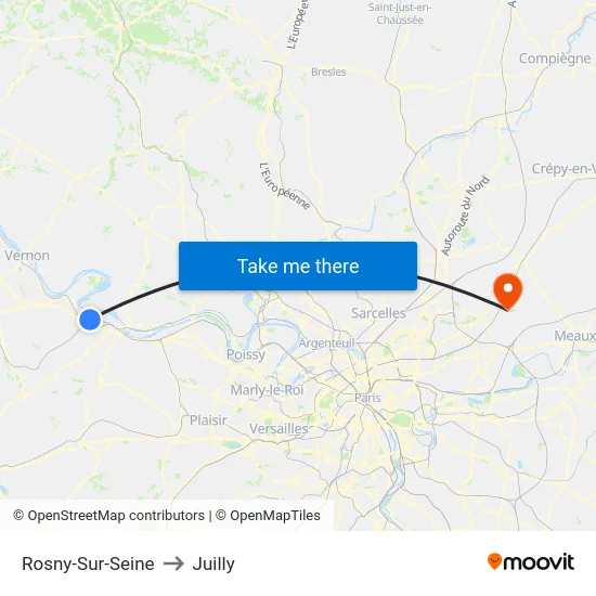 Rosny-Sur-Seine to Juilly map
