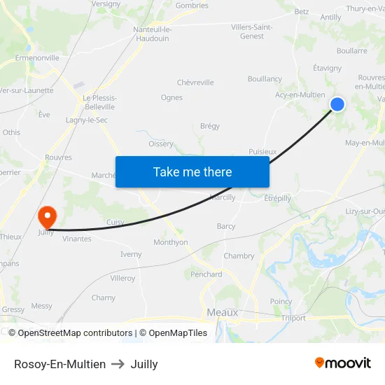 Rosoy-En-Multien to Juilly map