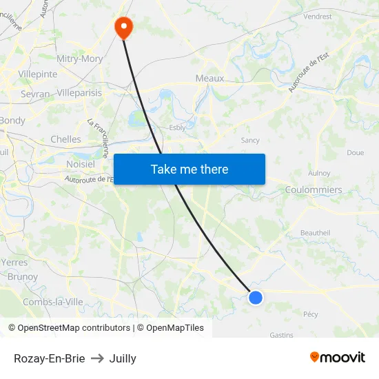 Rozay-En-Brie to Juilly map