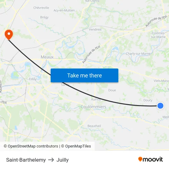 Saint-Barthelemy to Juilly map