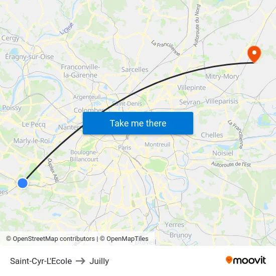 Saint-Cyr-L'Ecole to Juilly map