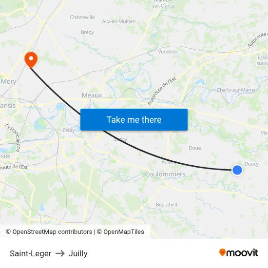 Saint-Leger to Juilly map