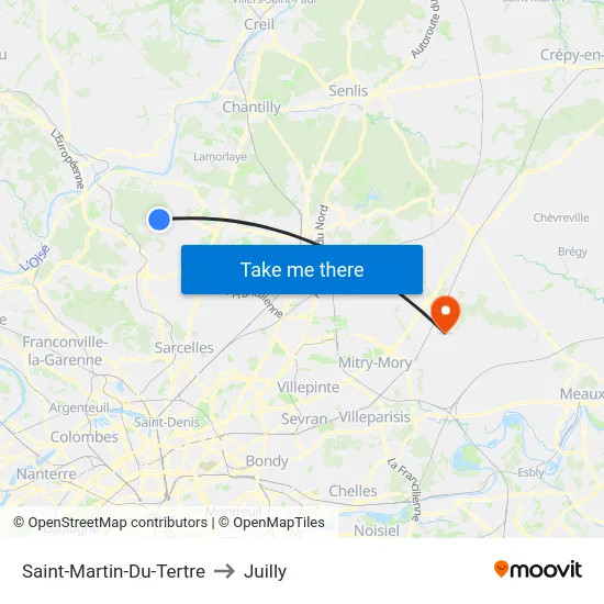 Saint-Martin-Du-Tertre to Juilly map