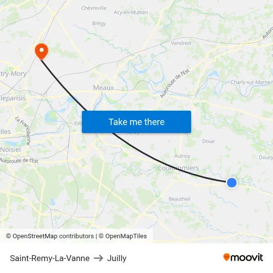 Saint-Remy-La-Vanne to Juilly map
