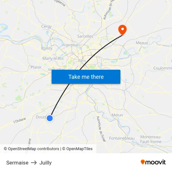 Sermaise to Juilly map