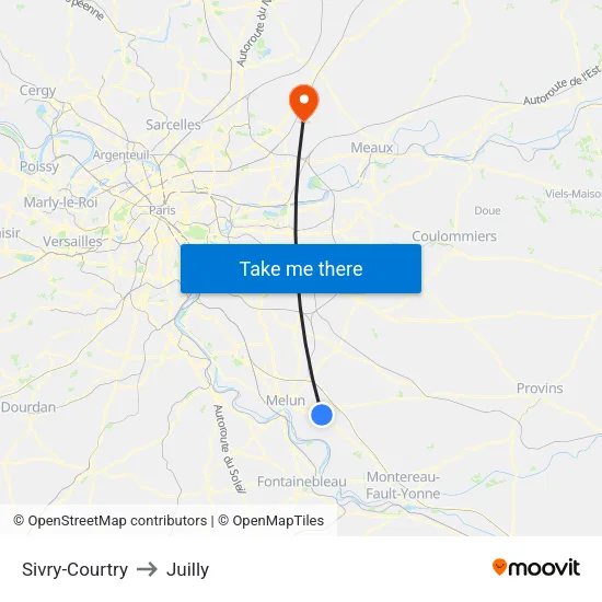 Sivry-Courtry to Juilly map