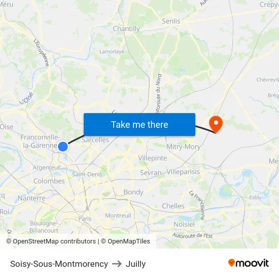 Soisy-Sous-Montmorency to Juilly map