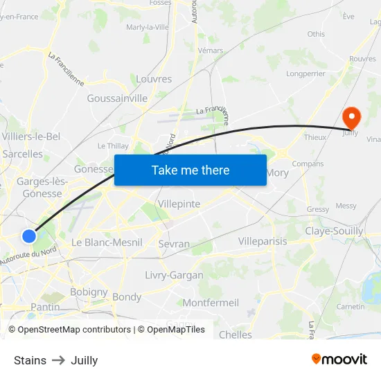 Stains to Juilly map