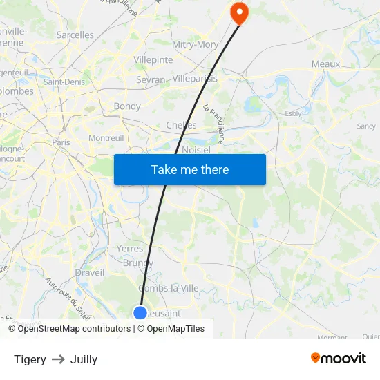 Tigery to Juilly map