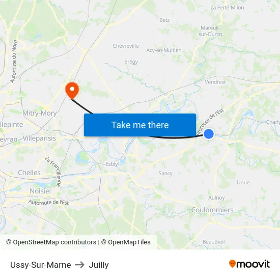 Ussy-Sur-Marne to Juilly map