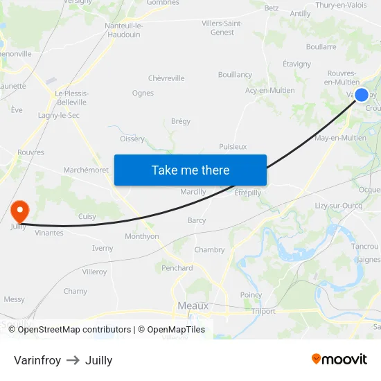 Varinfroy to Juilly map