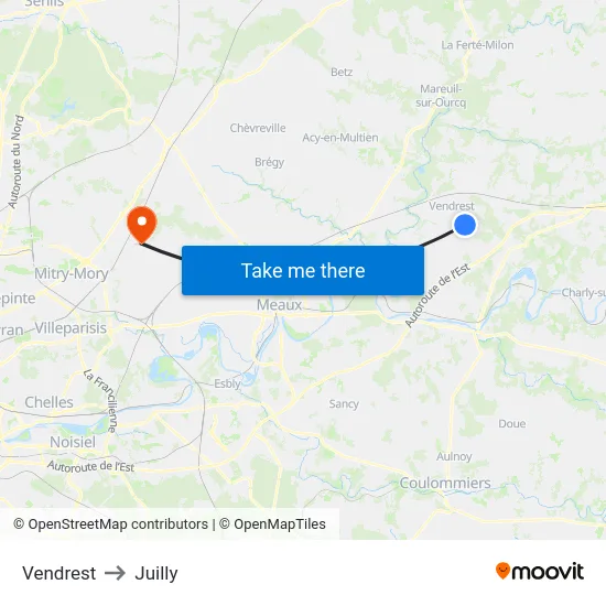 Vendrest to Juilly map