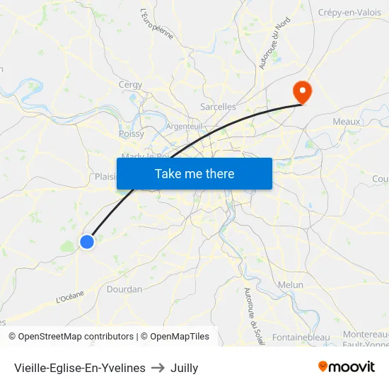 Vieille-Eglise-En-Yvelines to Juilly map