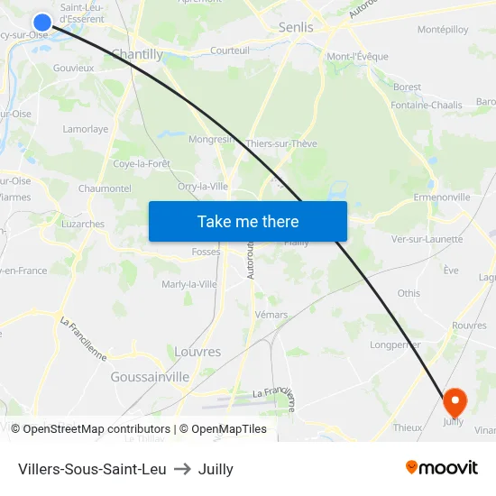 Villers-Sous-Saint-Leu to Juilly map