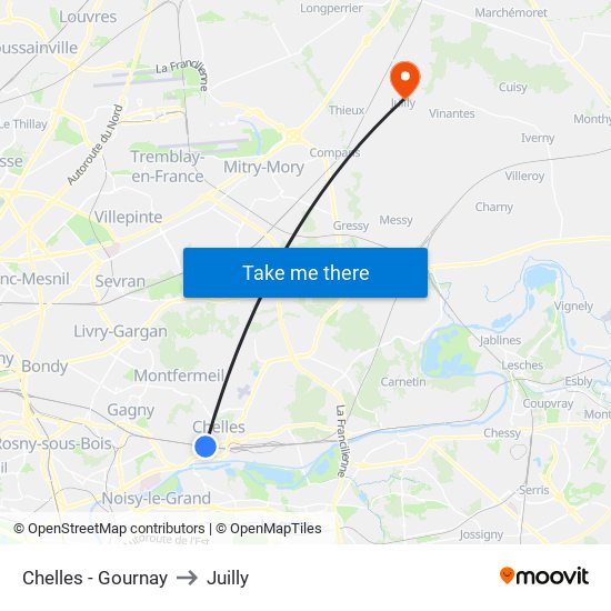 Chelles - Gournay to Juilly map