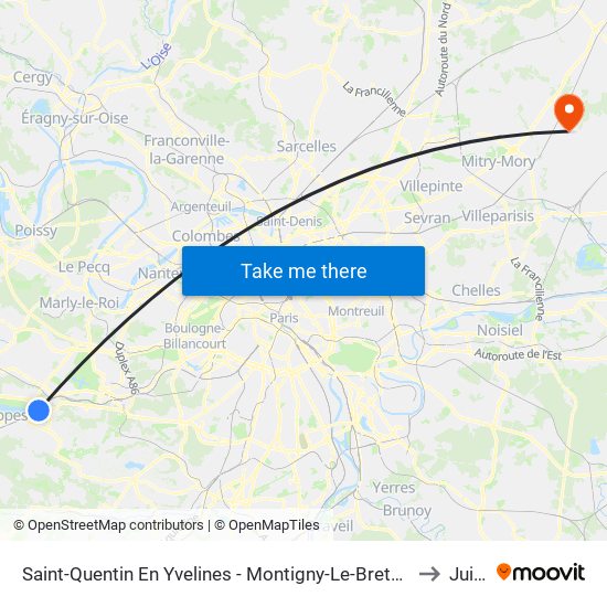 Saint-Quentin En Yvelines - Montigny-Le-Bretonneux to Juilly map