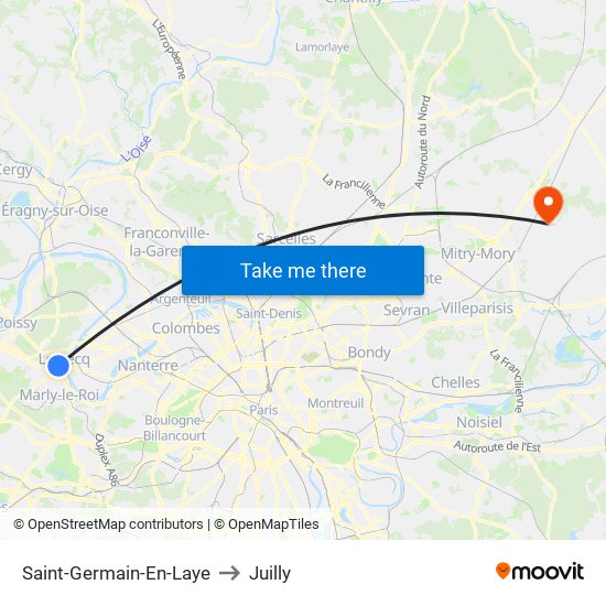 Saint-Germain-En-Laye to Juilly map