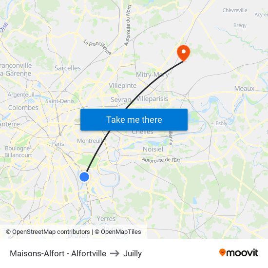 Maisons-Alfort - Alfortville to Juilly map