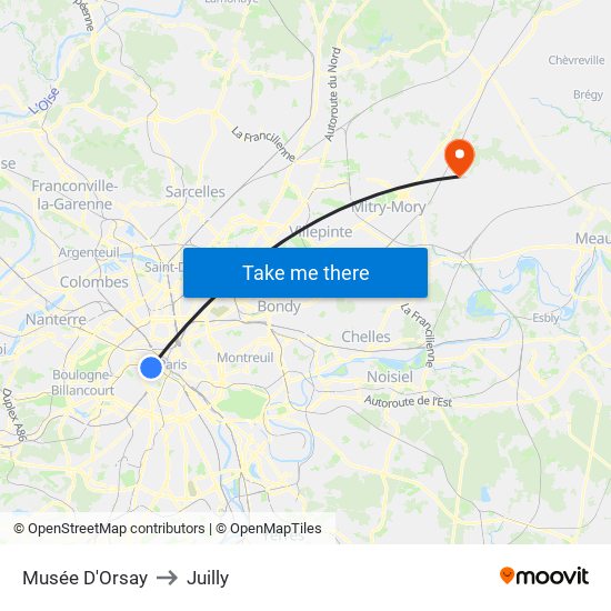 Musée D'Orsay to Juilly map