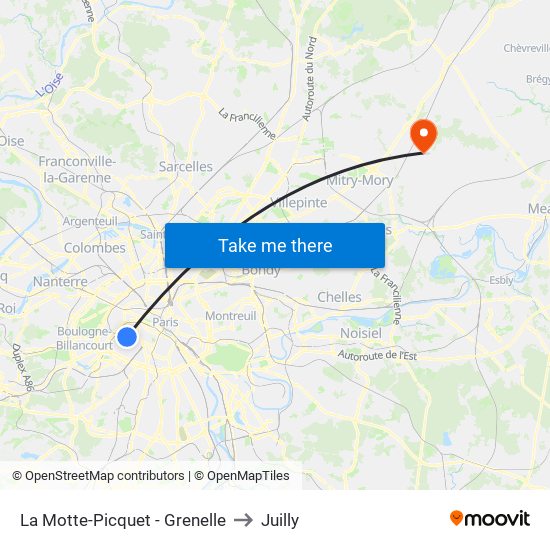 La Motte-Picquet - Grenelle to Juilly map