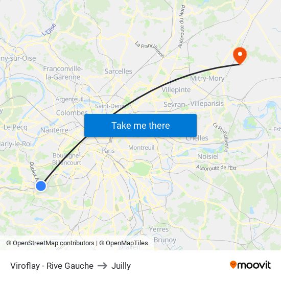 Viroflay - Rive Gauche to Juilly map