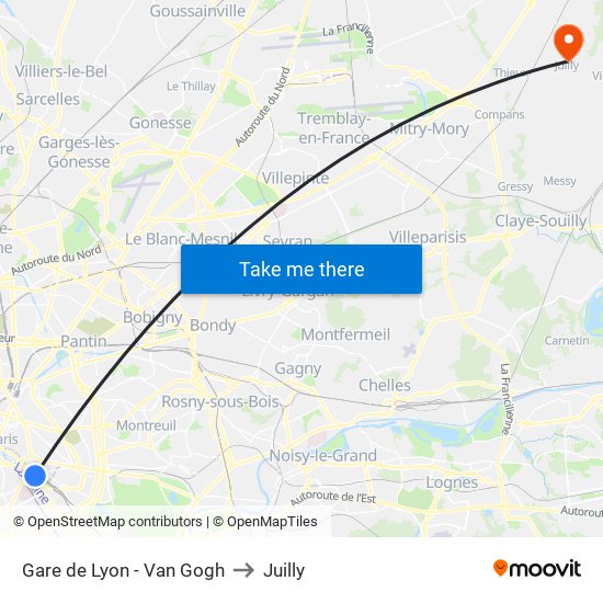 Gare de Lyon - Van Gogh to Juilly map