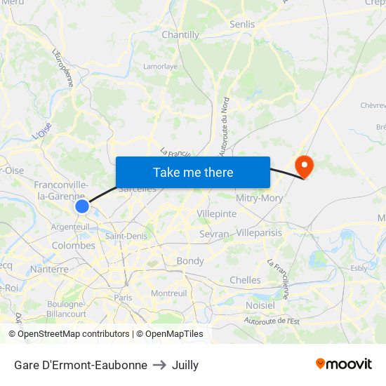 Gare D'Ermont-Eaubonne to Juilly map