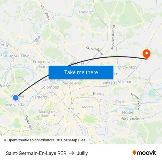 Saint-Germain-En-Laye RER to Juilly map