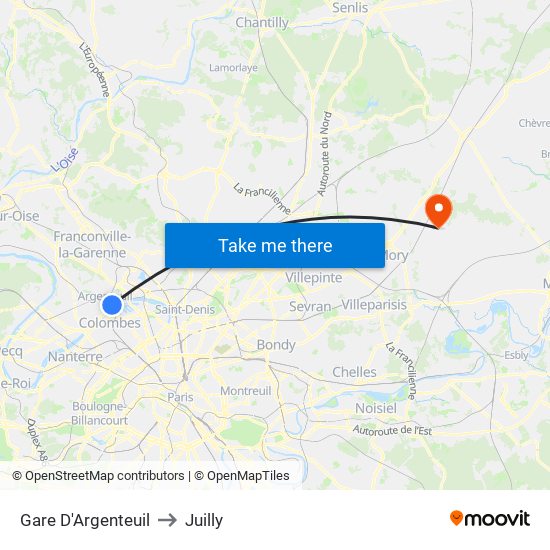Gare D'Argenteuil to Juilly map