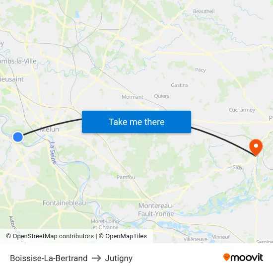Boissise-La-Bertrand to Jutigny map