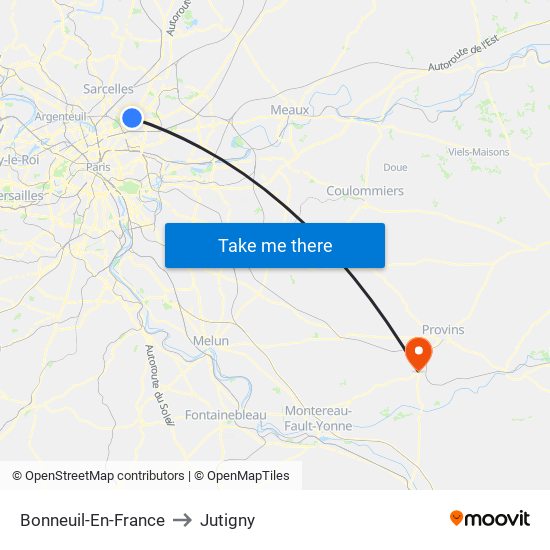 Bonneuil-En-France to Jutigny map