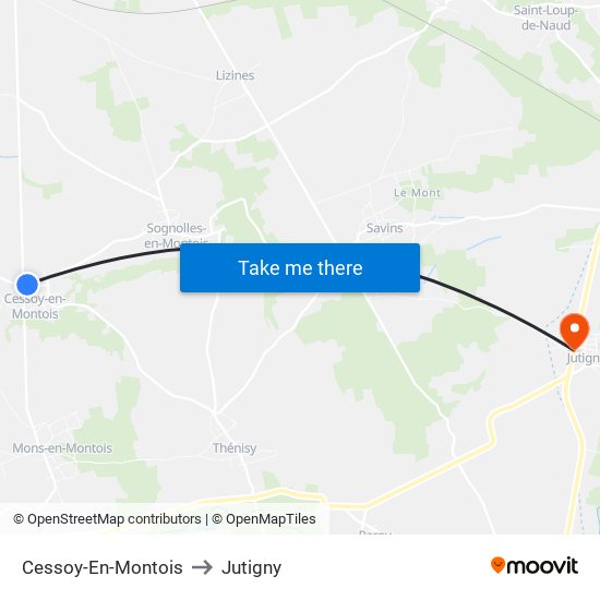 Cessoy-En-Montois to Jutigny map