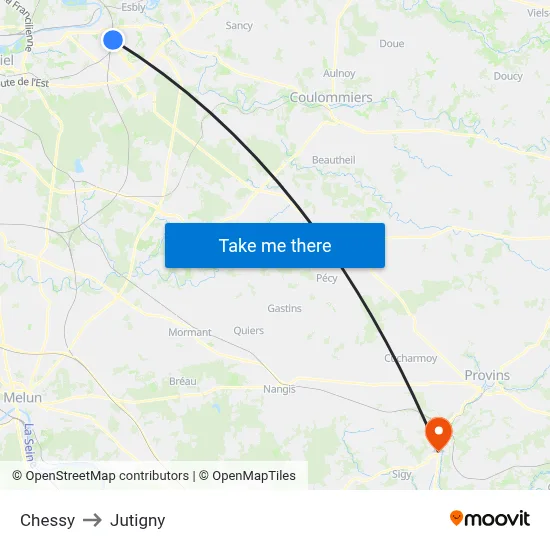 Chessy to Jutigny map