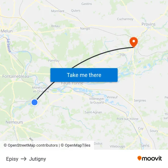 Episy to Jutigny map