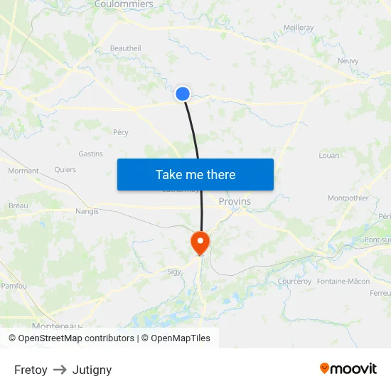 Fretoy to Jutigny map