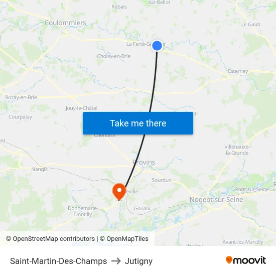 Saint-Martin-Des-Champs to Jutigny map