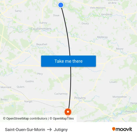 Saint-Ouen-Sur-Morin to Jutigny map