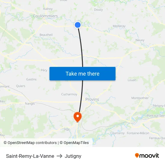 Saint-Remy-La-Vanne to Jutigny map