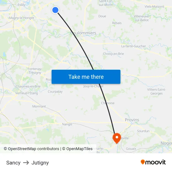 Sancy to Jutigny map