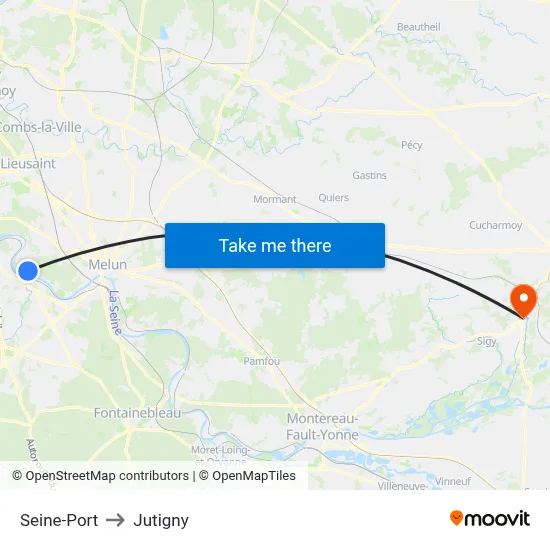 Seine-Port to Jutigny map