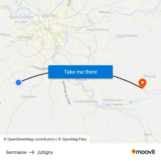 Sermaise to Jutigny map