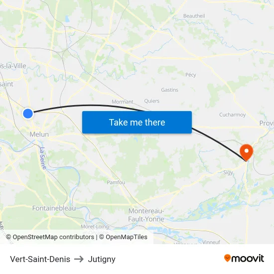 Vert-Saint-Denis to Jutigny map