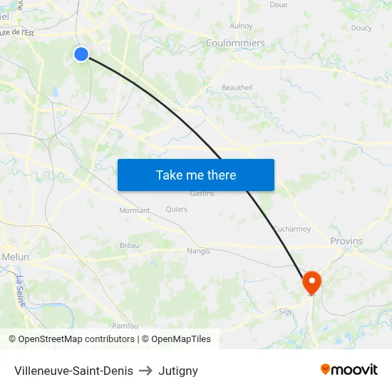 Villeneuve-Saint-Denis to Jutigny map