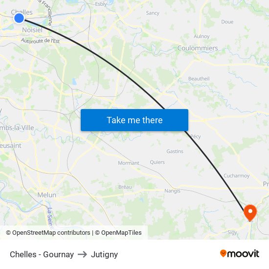 Chelles - Gournay to Jutigny map
