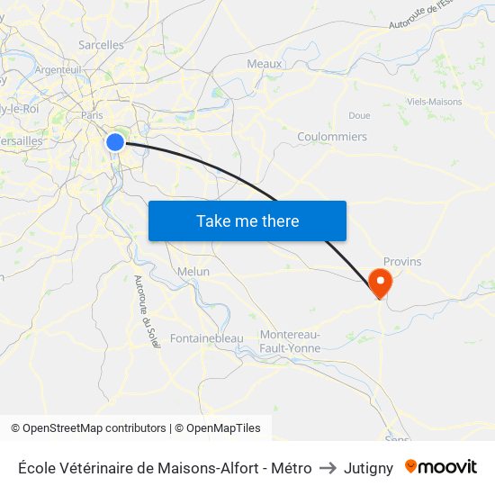 École Vétérinaire de Maisons-Alfort - Métro to Jutigny map