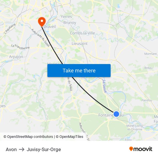 Avon to Juvisy-Sur-Orge map